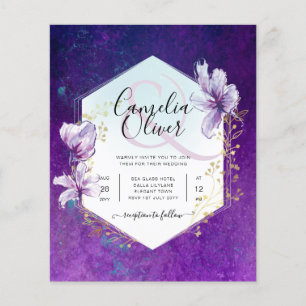 Prospectus 11,4 Cm X 14,2 Cm Budget Plum Purple Mariage Floral Invite