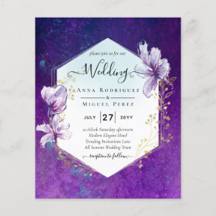Prospectus 11,4 Cm X 14,2 Cm Budget Plum Purple Mariage Floral Invite
