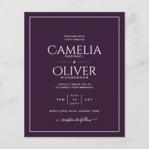 Prospectus 11,4 Cm X 14,2 Cm BUDGET Plum violet Mariage MONOCHROME