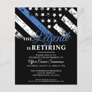 Prospectus 11,4 Cm X 14,2 Cm Budget Police Blue Retirement Party Invitation