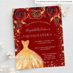 Prospectus 11,4 Cm X 14,2 Cm Budget pour robe rouge or pour Quinceanera sur les