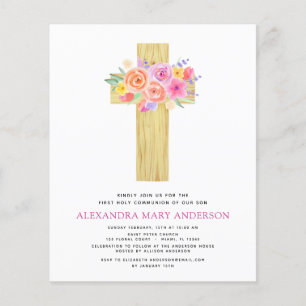 Prospectus 11,4 Cm X 14,2 Cm Budget Première Sainte Communion Pastel Floral Ros