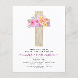 Prospectus 11,4 Cm X 14,2 Cm Budget Première Sainte Communion Pastel Floral Ros