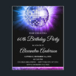 Prospectus 11,4 Cm X 14,2 Cm Budget Purple 60e anniversaire de fête 70's Disco<br><div class="desc">Budget Soixantième anniversaire de la fête 70's Disco Ball Party Invitation. L'invitation Pink and Purple 60th Birthday Party est parfaite pour une fête d'anniversaire moderne 60th. Les produits correspondants customisés peuvent être créés par le Concepteur sur demande.</div>