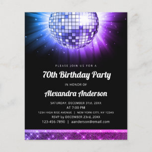 Prospectus 11,4 Cm X 14,2 Cm Budget Purple 70e anniversaire Disco Ball 70's