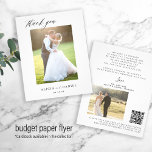 Prospectus 11,4 Cm X 14,2 Cm Budget QR CODE 2 photo mariage merci<br><div class="desc">Un mariage minimaliste simple et chic merci personnalisé BUDGET abordable PAPER FLYER avec deux photos, votre texte personnalisé, signature et vous QR CODE à votre galerie photo. Veuillez noter que la couleur de l'arrière - plan et du texte sont modifiables. Veuillez demander de l'aide au concepteur si vous avez besoin...</div>