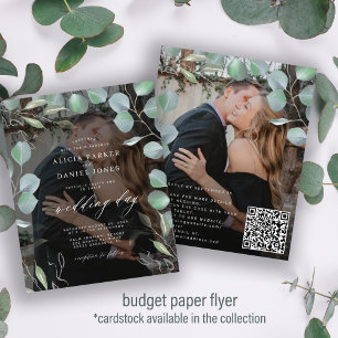 Prospectus 11,4 Cm X 14,2 Cm Budget QR CODE eucalyptus photo faire-part de mari