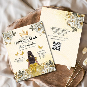 Prospectus 11,4 Cm X 14,2 Cm Budget QR Code Floral Gold Butterfly Princess