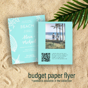 Prospectus 11,4 Cm X 14,2 Cm Budget QR CODE plage photo faire-part de mariage