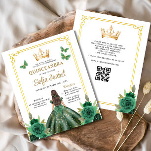 Prospectus 11,4 Cm X 14,2 Cm Budget QR Code Quinceanera Emerald Green