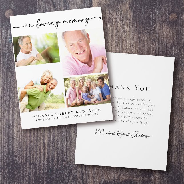 Prospectus 11,4 Cm X 14,2 Cm Budget Quatre photos Merci funéraire (Créateur téléchargé)