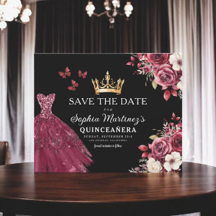 Prospectus 11,4 Cm X 14,2 Cm Budget Quinceanera Enregistrer la date Floral Bour