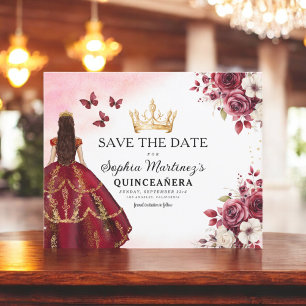 Prospectus 11,4 Cm X 14,2 Cm Budget Quinceanera Enregistrer la date Floral Bour