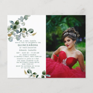 Prospectus 11,4 Cm X 14,2 Cm Budget Quinceañera Eucalyptus Floral Photo