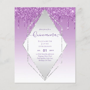 Prospectus 11,4 Cm X 14,2 Cm BUDGET Quinceanera Parties scintillant de séchage