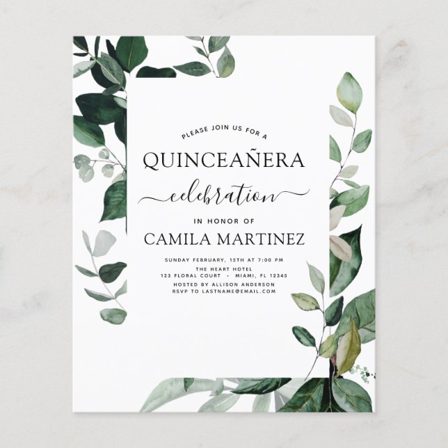 Prospectus 11,4 Cm X 14,2 Cm Budget Quinceanera Printemps Botanique Verdure (Devant)