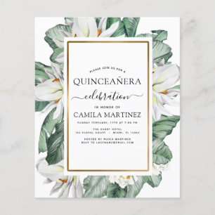 Prospectus 11,4 Cm X 14,2 Cm Budget Quinceañera Tropical Magnolia Invitation