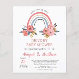 Prospectus 11,4 Cm X 14,2 Cm BUDGET Rainbow Drive Par Baby shower Invitation