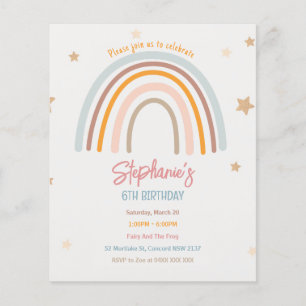 Prospectus 11,4 Cm X 14,2 Cm Budget Rainbow Stars Anniversaire Fête Invitation