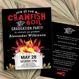 Prospectus 11,4 Cm X 14,2 Cm BUDGET Red Crawfish Boil GRAD Party Invitation