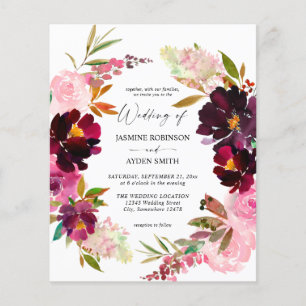 Prospectus 11,4 Cm X 14,2 Cm Budget Rose - Blush Chaud et Mariage Floral Violet