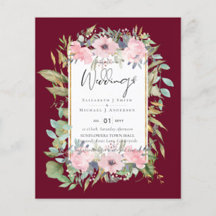 Prospectus 11,4 Cm X 14,2 Cm BUDGET Rose Blush Floral Sage Mariage