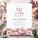 Prospectus 11,4 Cm X 14,2 Cm Budget rose floral 50e anniversaire Invitation<br><div class="desc">Célébrez dans le style avec une calligraphie fleurie de jardin 50e anniversaire invitation, parfait pour un évènement marquant. Avec ses motifs floraux vibrants et son élégante calligraphie, cette invitation donne un ton fantaisiste mais sophistiqué à votre célébration. Le thème du jardin luxuriant mêle beauté naturelle et typographie gracieuse, créant un...</div>
