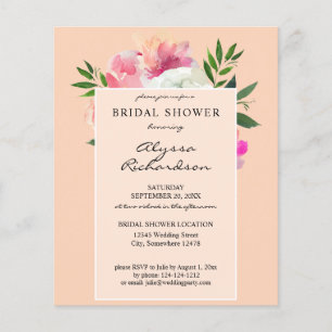 Prospectus 11,4 Cm X 14,2 Cm Budget Rose Pâle Blanc Floral 2C Baby Shower