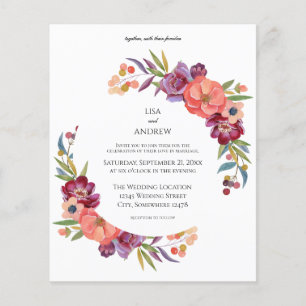 Prospectus 11,4 Cm X 14,2 Cm Budget Rose & Plum Tropical Floral 3 Mariage
