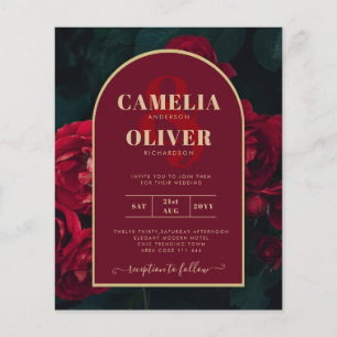 Prospectus 11,4 Cm X 14,2 Cm BUDGET Roses Rouges ForêtVerte Mariage Hiver INVIT
