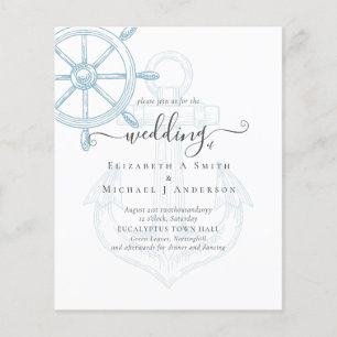 Prospectus 11,4 Cm X 14,2 Cm BUDGET Roue de navire nautique Mariage