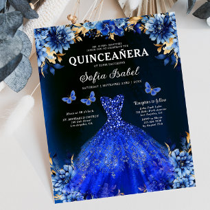 Prospectus 11,4 Cm X 14,2 Cm Budget Royal Blue Bilingue Espagnol Quinceanera
