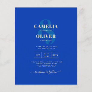 Prospectus 11,4 Cm X 14,2 Cm Budget Royal Blue Monochrome Mariage INVITE