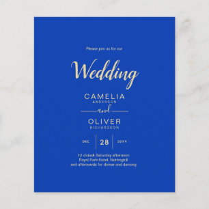 Prospectus 11,4 Cm X 14,2 Cm Budget Royal Blue Monochrome Mariage INVITE