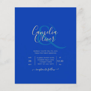 Prospectus 11,4 Cm X 14,2 Cm Budget Royal Blue Monochrome Mariage INVITE