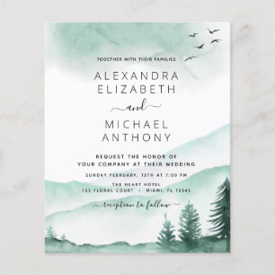 Prospectus 11,4 Cm X 14,2 Cm Budget Rustic Mountains Forest Faire-part de maria