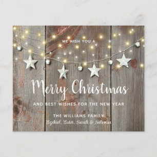 Prospectus 11,4 Cm X 14,2 Cm Budget Rustic Stars et String Lights sur Barnwood