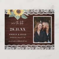 Budget Rustic Tournesol & Dentelle Photo Enregistr