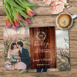Prospectus 11,4 Cm X 14,2 Cm Budget rustic wood photo Thank you wedding<br><div class="desc">Budget rustic wood watercolor leaves Thank you wedding Flyer.
Elegant rustic cards to say thank you to your wedding guests.
Add your own photos,  names and text to make it very unique and personal.</div>