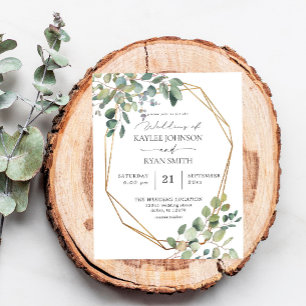 Prospectus 11,4 Cm X 14,2 Cm Budget Rustique Eucalyptus & Gold Frame Mariage