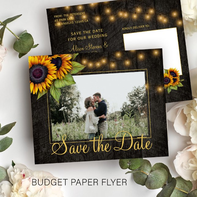 Prospectus 11,4 Cm X 14,2 Cm Budget rustique faire part de mariage tournesol sa (Créateur téléchargé)