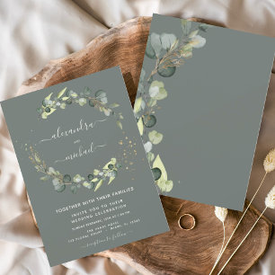 Prospectus 11,4 Cm X 14,2 Cm Budget Sage Green Eucalyptus Invitations de mariag