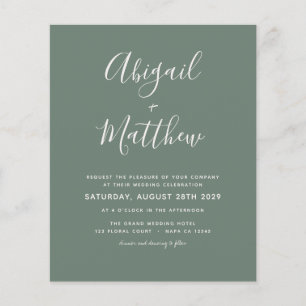 Prospectus 11,4 Cm X 14,2 Cm Budget Sage Green Minimalist Wedding Invitation Fl