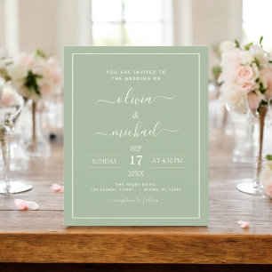 Prospectus 11,4 Cm X 14,2 Cm Budget Sage Vert Mariage Moderne Typographie Circu