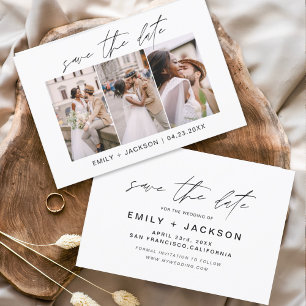 Prospectus 11,4 Cm X 14,2 Cm Budget Save the Date 3 Photo Elegant Modern