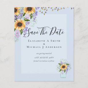Prospectus 11,4 Cm X 14,2 Cm BUDGET SAVE THE DATES Tournesols rustiques violets