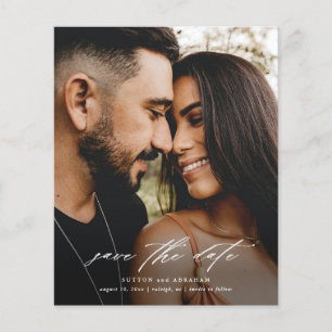 Prospectus 11,4 Cm X 14,2 Cm Budget Script Photo de mariage Enregistrer la date