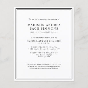 Prospectus 11,4 Cm X 14,2 Cm Budget Service funéraire moderne Célébration de la