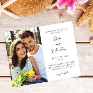Prospectus 11,4 Cm X 14,2 Cm Budget Side Photo Moderne Calligraphie Mariage