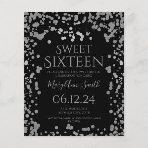 Prospectus 11,4 Cm X 14,2 Cm Budget Silver Foil Confetti Sweet 16 Invitation No
